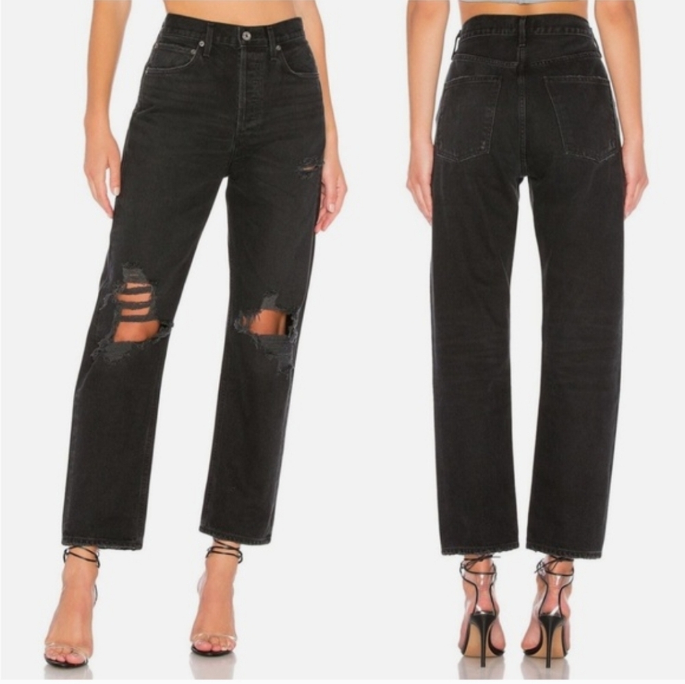 Agolde Black Distressed 90s Jeans